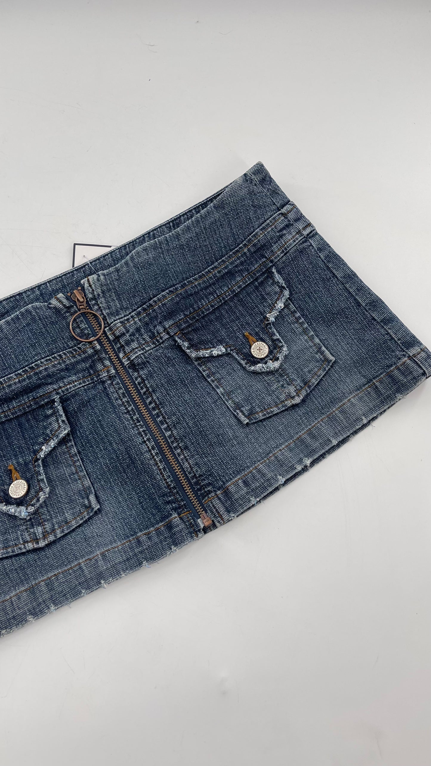 Vintage Blue Asphalt Denim Micro Mini Skirt (29/30)