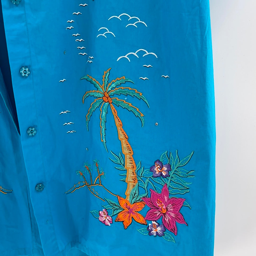 Vintage Embroidered Button Up (XXL)