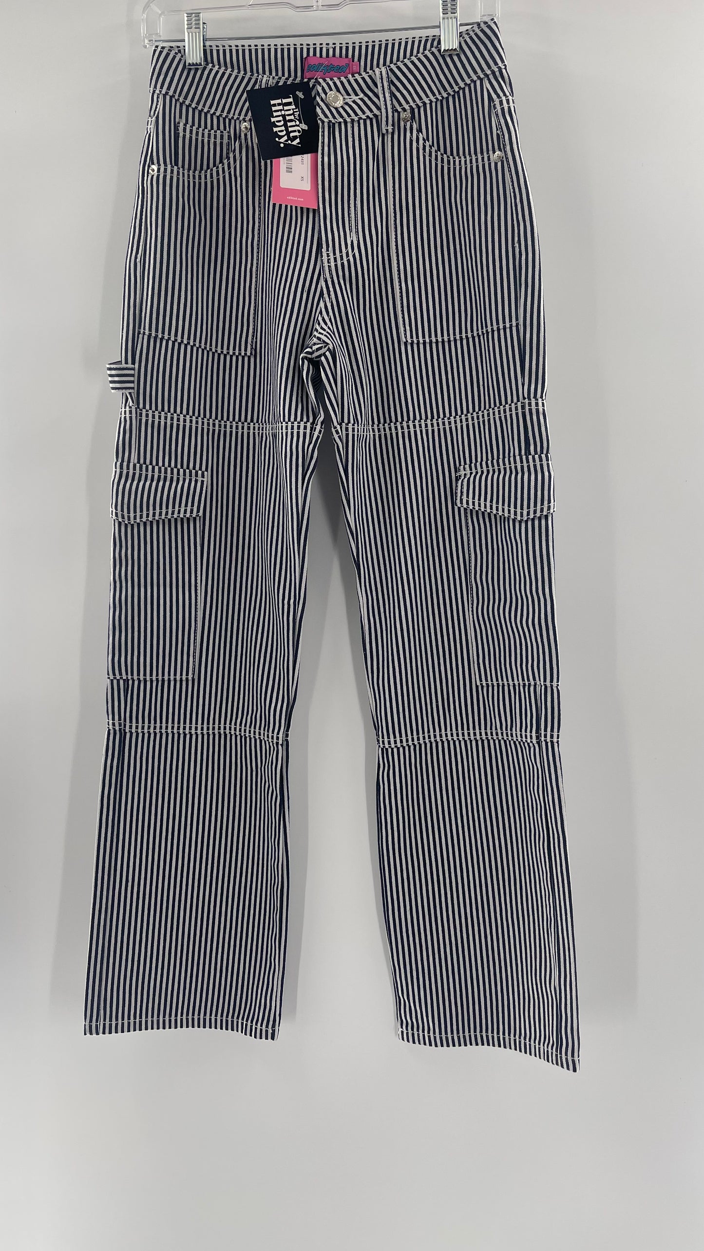 Edikted Stripe Out Cargos with Tags Attached (XS)