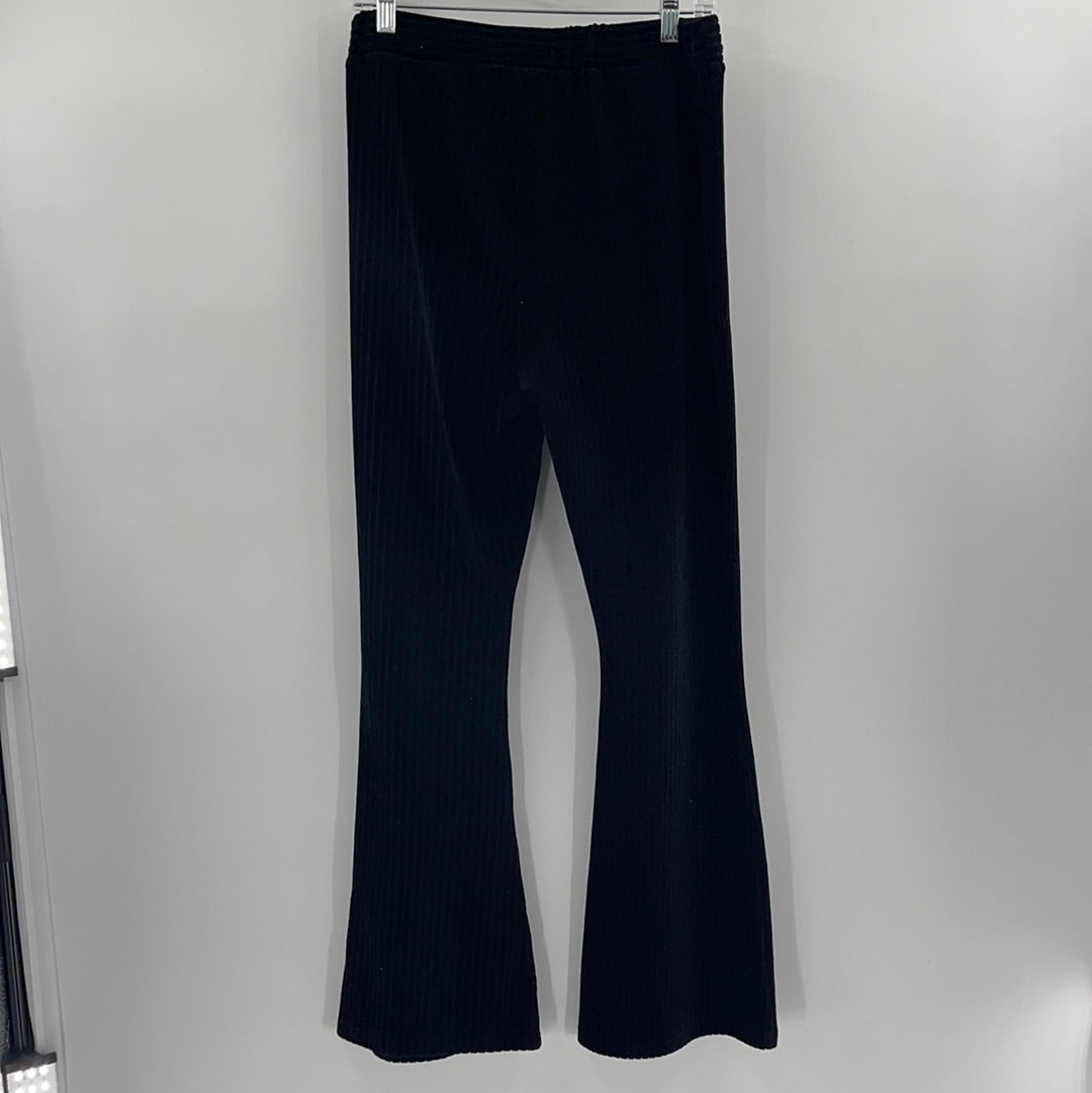 Black Elastic Waist Urban Outfitters Ribbed Velvet / Corduroy Pants (Size Small)