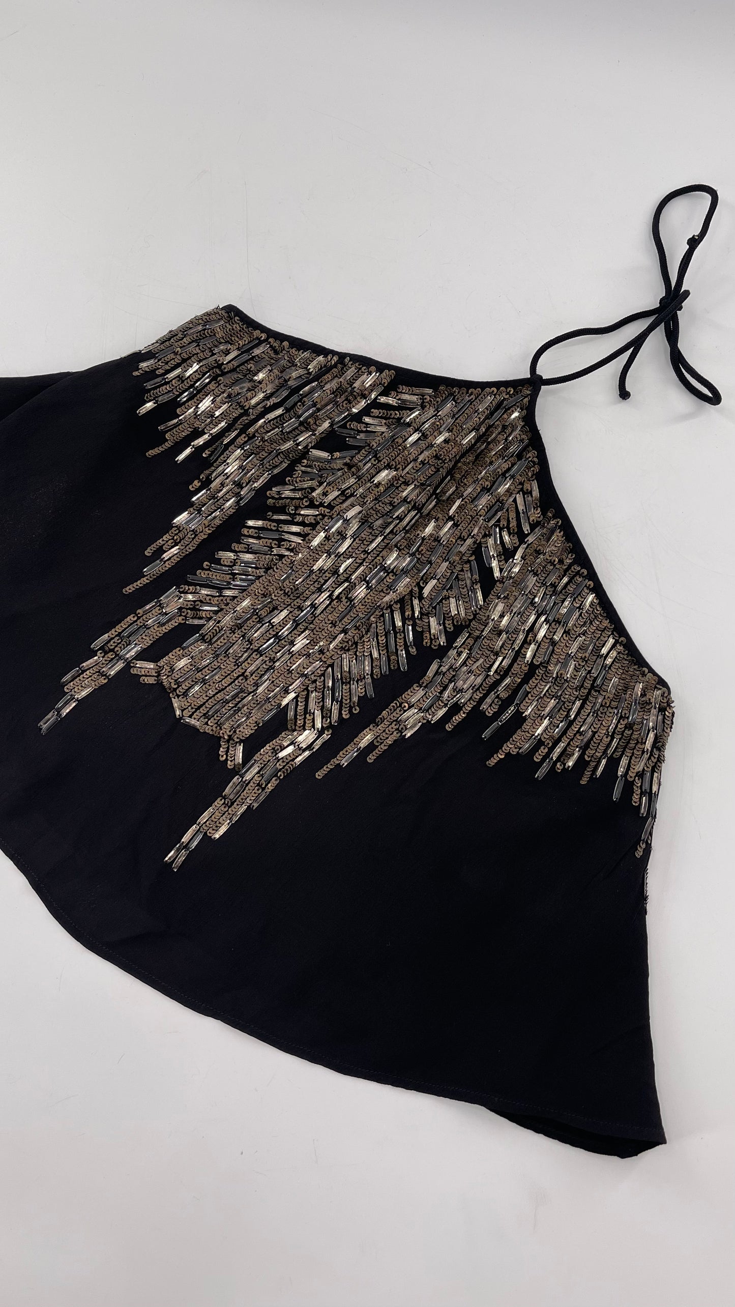 Free People Black Beaded Halter (XS)