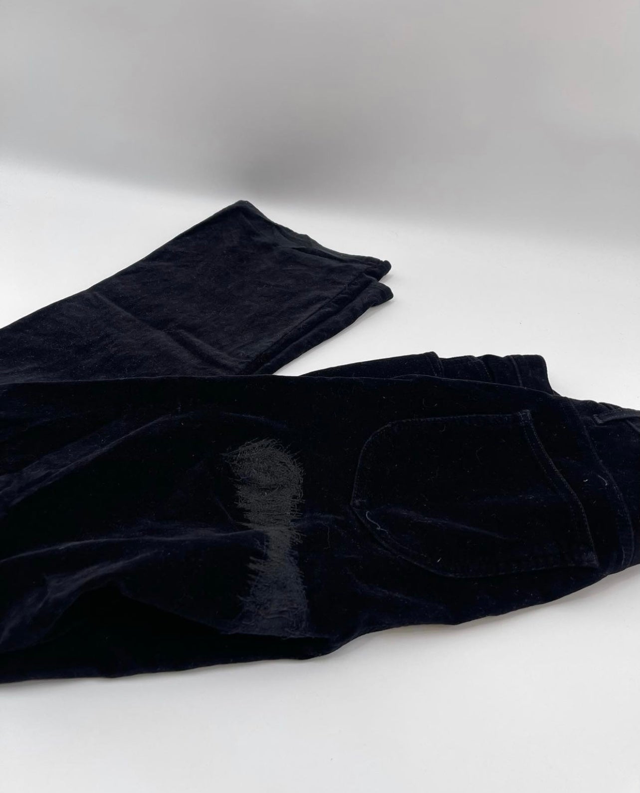 Reformation Black Velvet Pants with stitching on Butt (Sz 28)