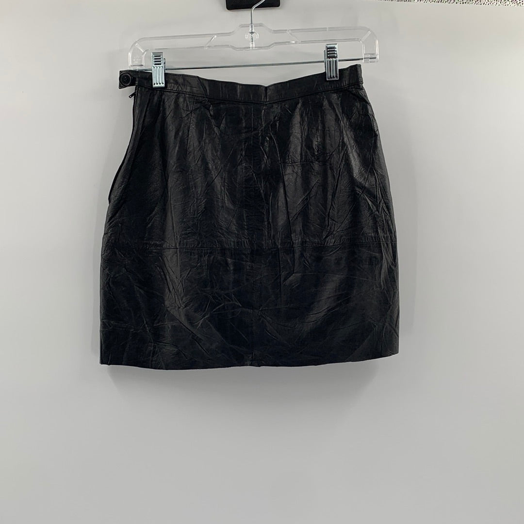 Urban Outfitters Black Leather Mini Skirt (Sz5/6)