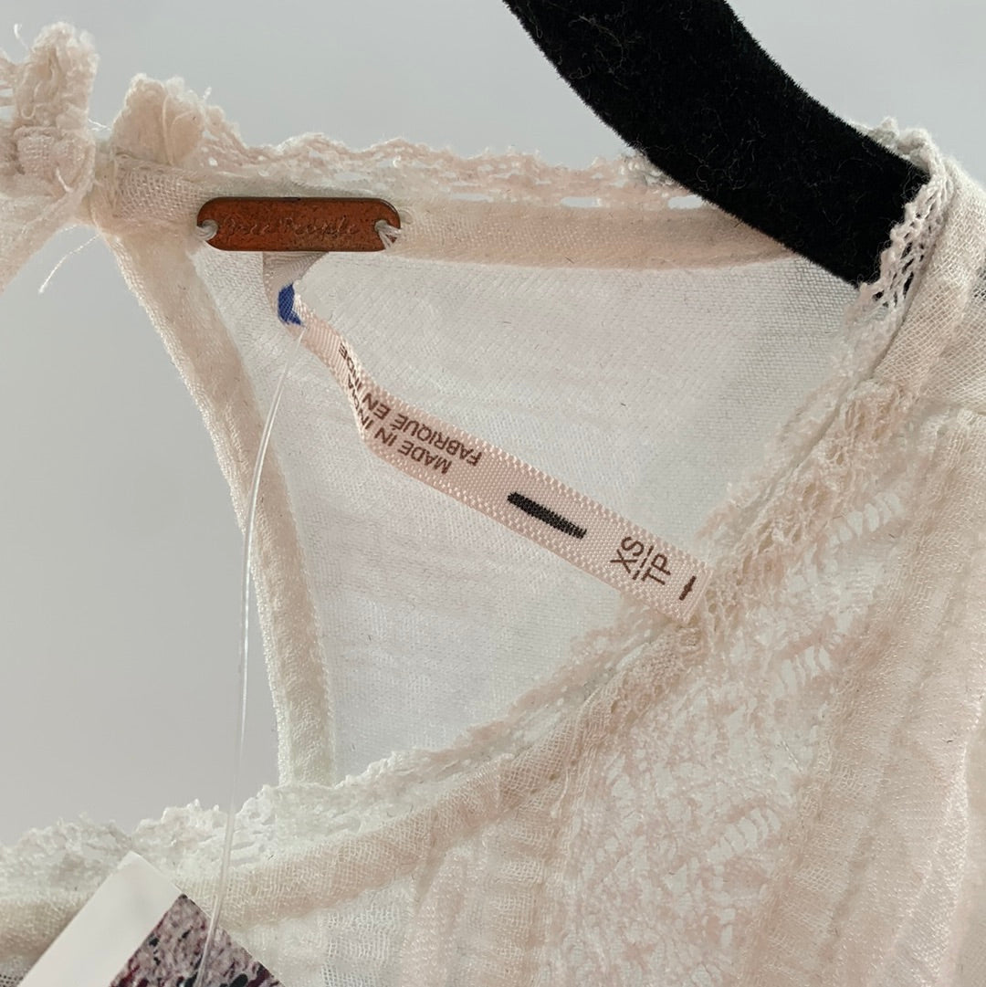 Free People White Ruffle Blouse (XS)