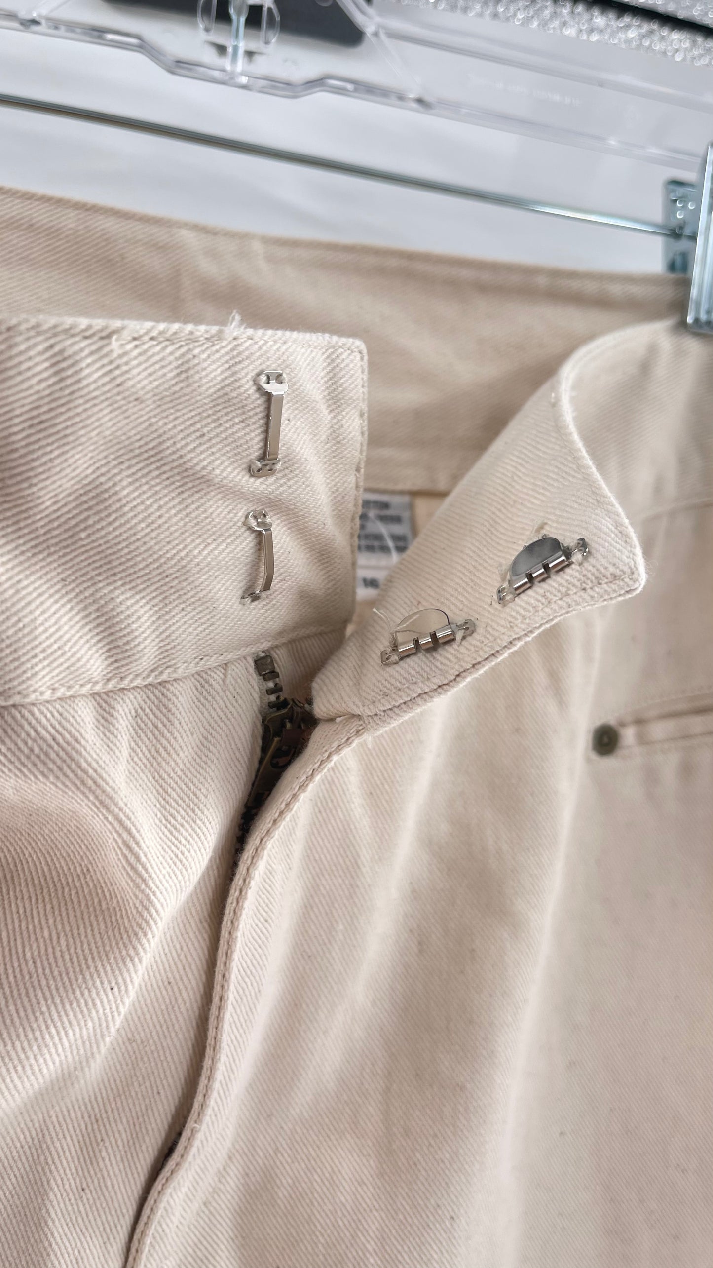 Vintage Jeanology Beige Raw Edge Hem Flare Jeans (16)