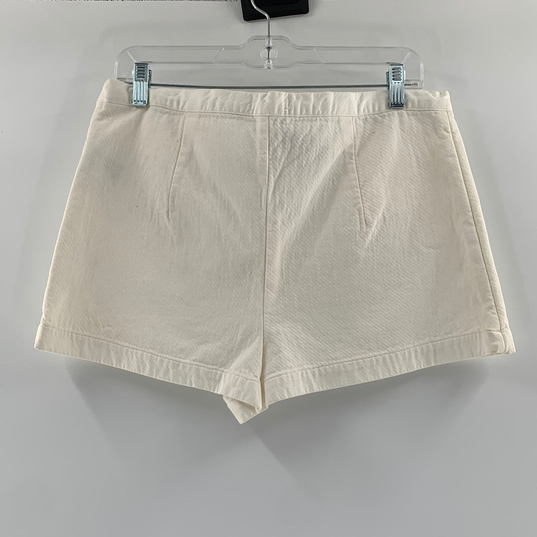 Silence + Noise - Off-White Fold Over Fabric Shorts (Size 8)