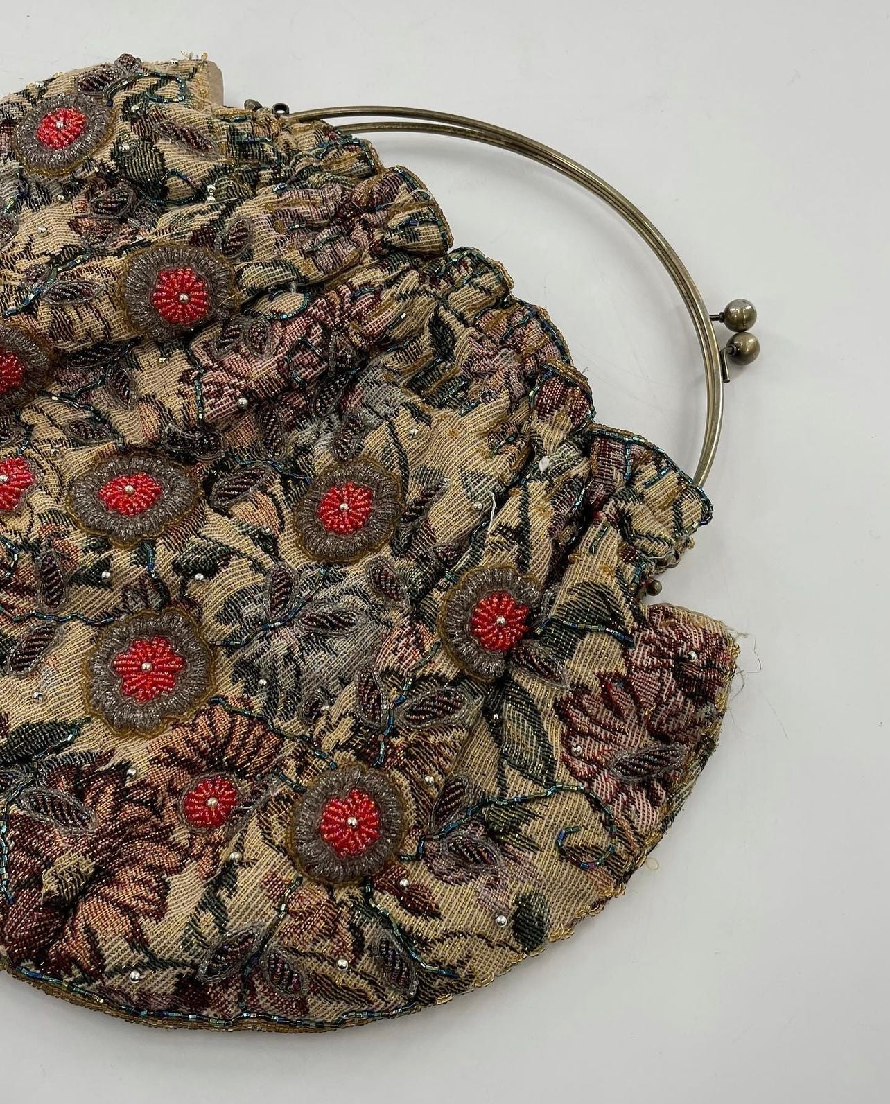 Vintage Beaded Tapestry Circle Bag