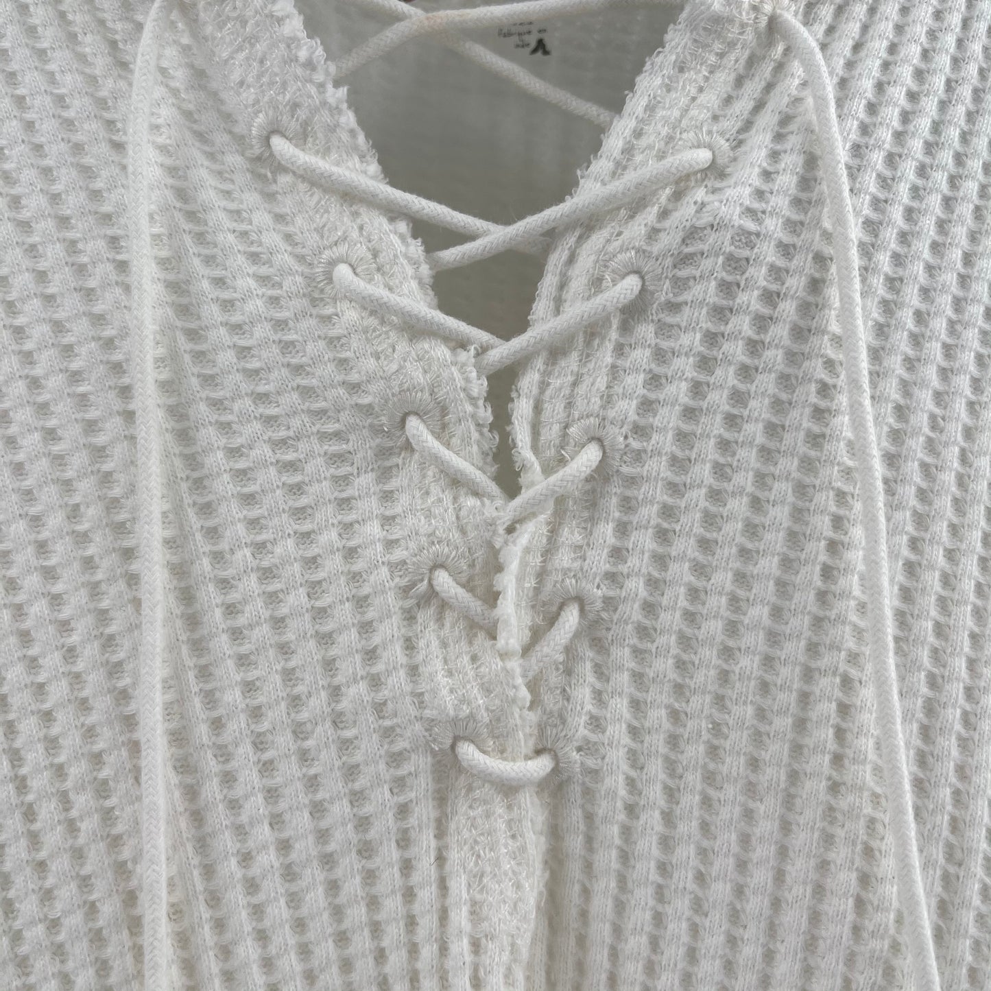 Free People White Lace Up Puff Sleeve (XS)