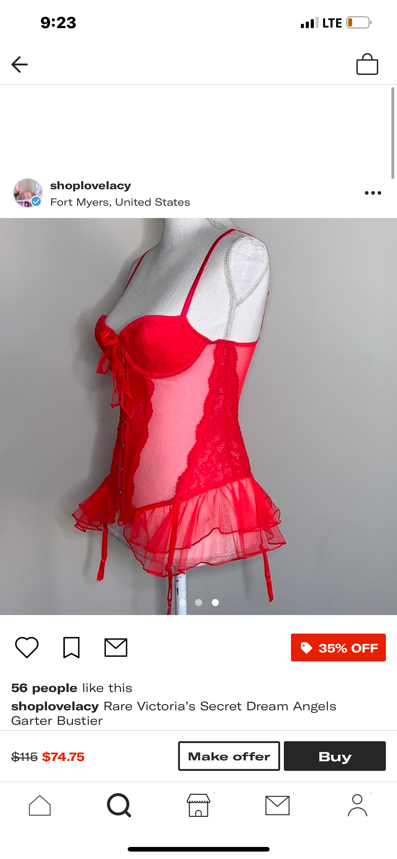 Vintage Victoria’s Secret Red Mesh/Lace/Tule Corset (34C)