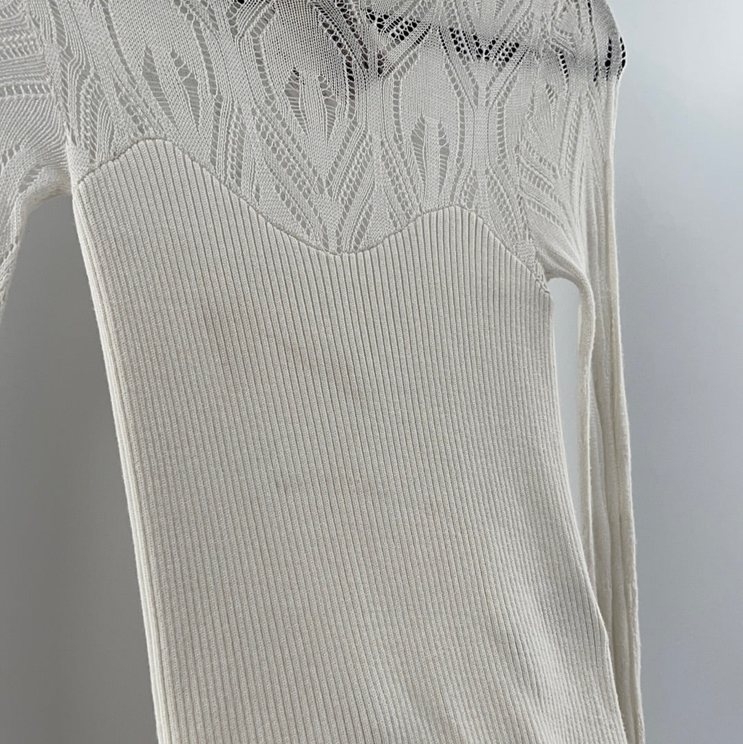 Free People White Knit Bodysuit (XS)