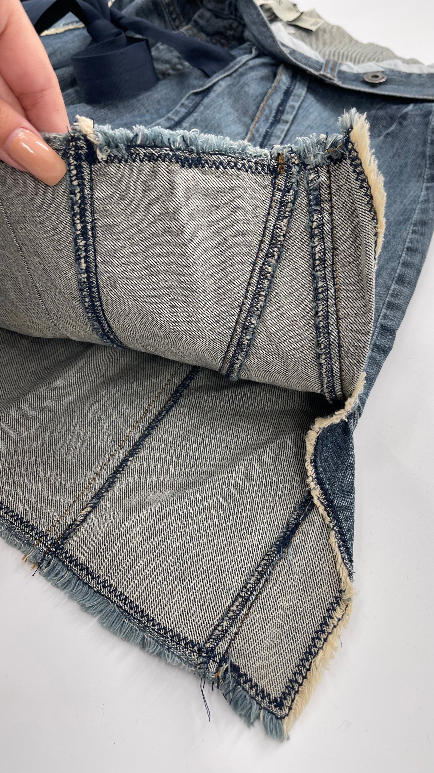 Vintage MNGjeans Pleated Bow Front Denim Skirt (12)