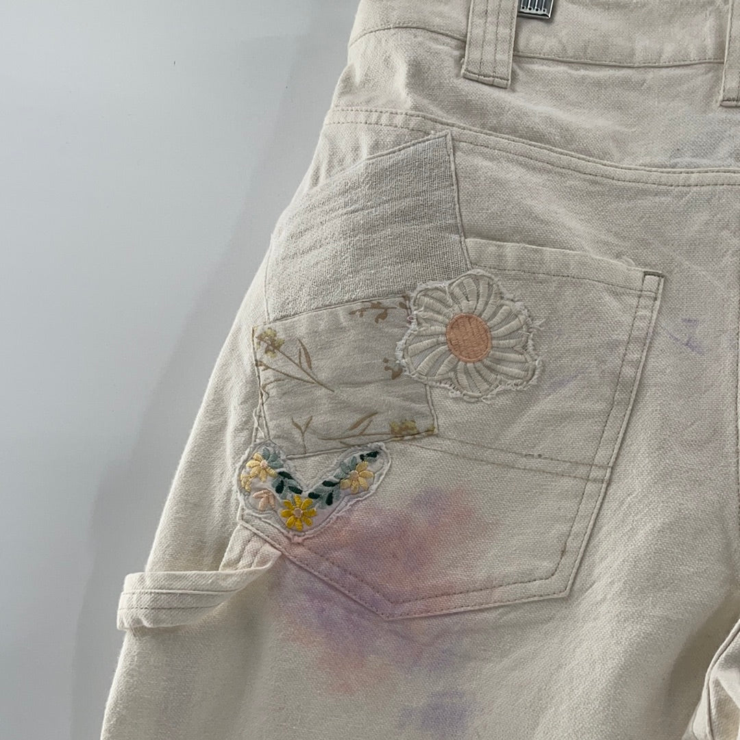Free People Embroidered Pastel + Patchwork + Patches Jeans (Size 31)