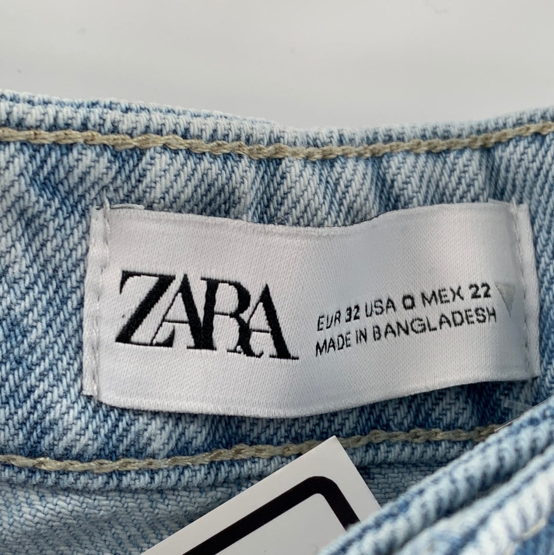 Zara Light Wash High Waist Shorts (Sz 0)