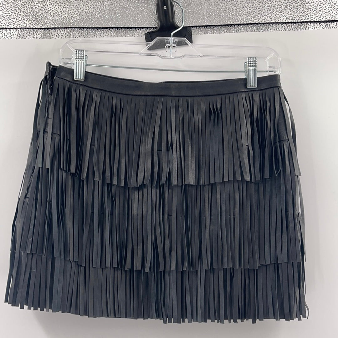 Zara Woman Black Fringe Mini Skirt - (Size 5 USA)