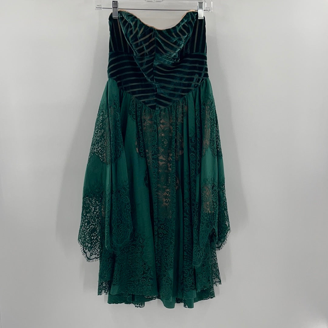 Free People Velvet + Lace Emerald Dress (0)
