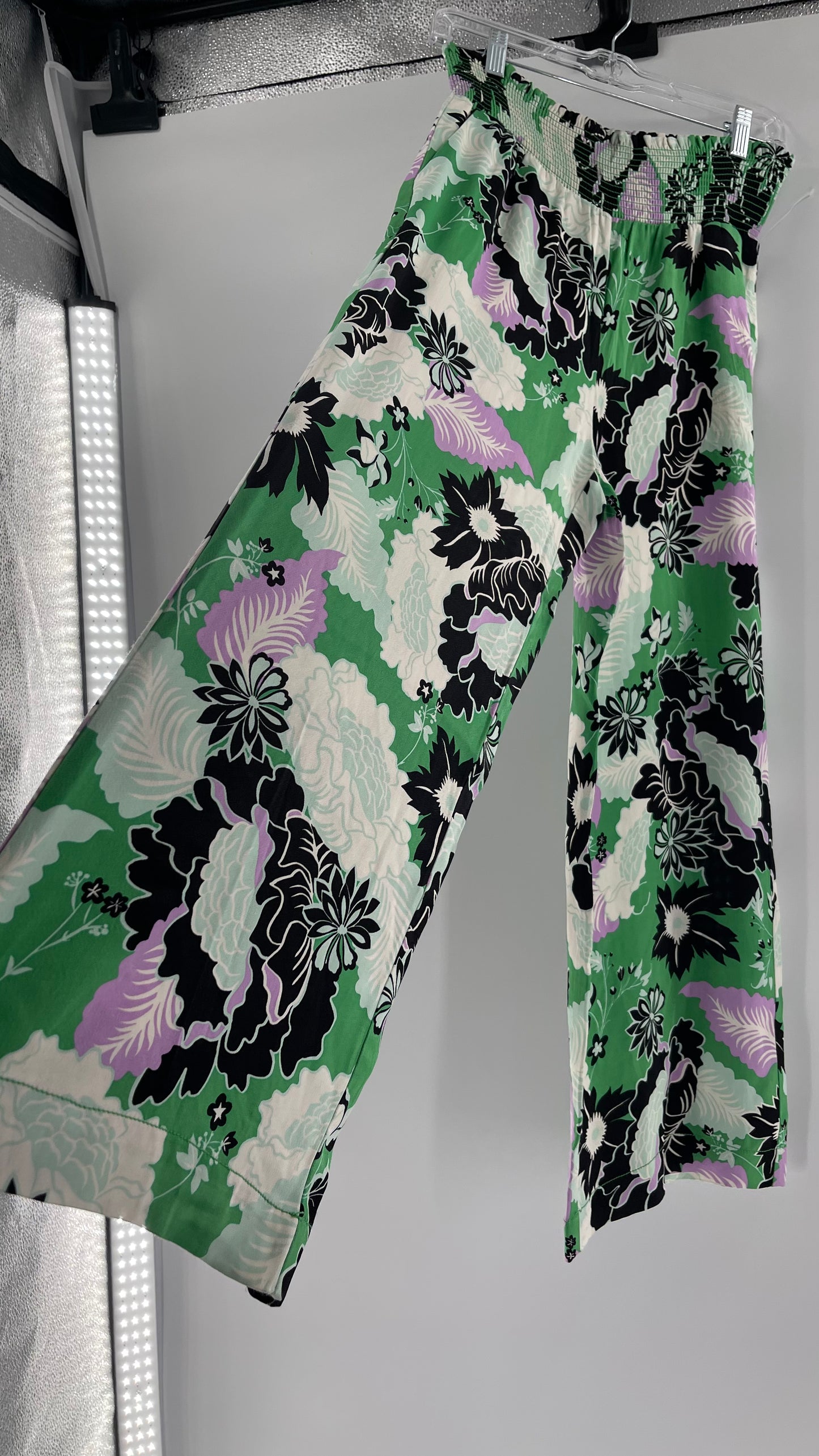 Maeve Anthropologie Kelly Green Floral Wide Legs (XS)