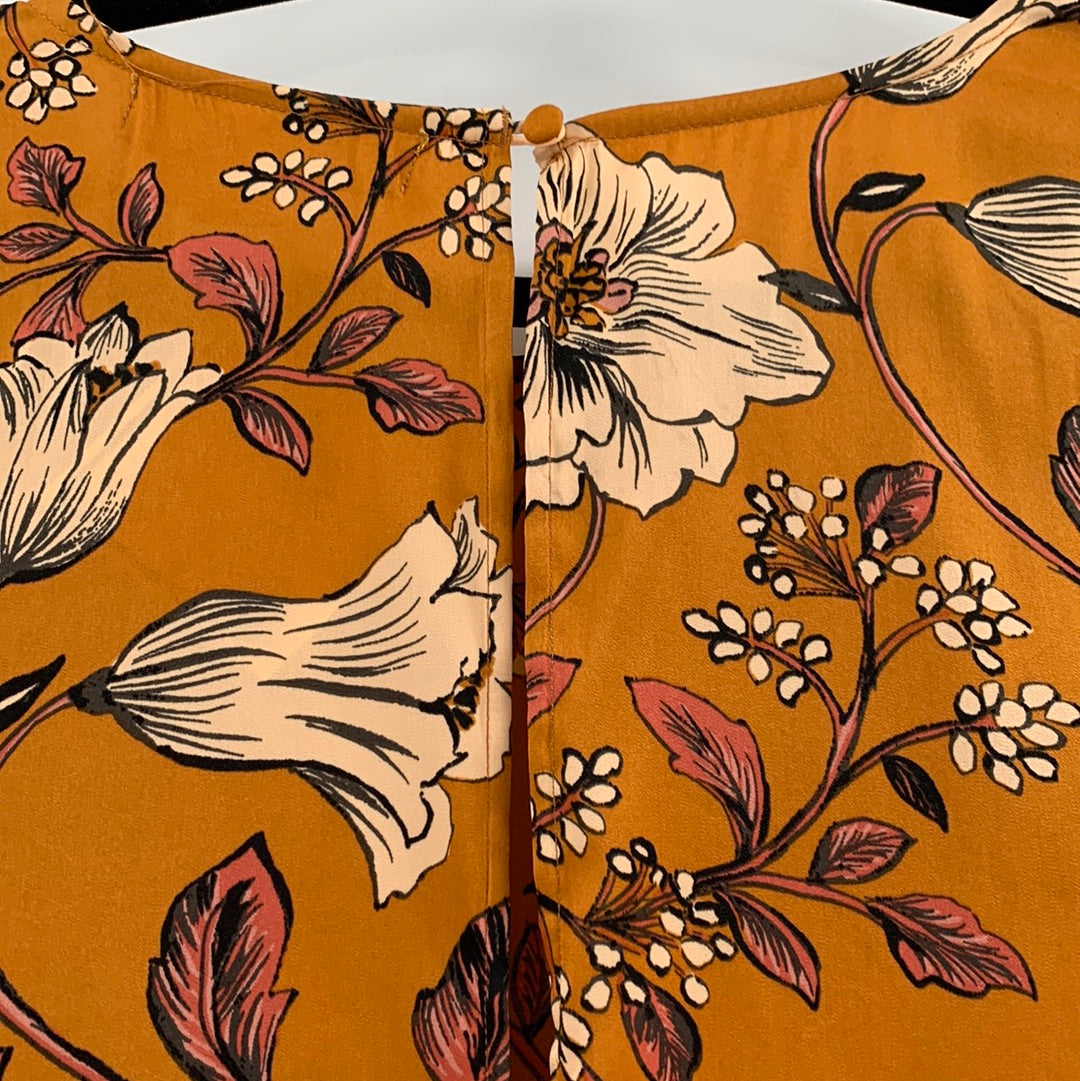 Saltwater Anthropologie - Brown / Burnt Orange Flower Maxi Dress (Size Medium)