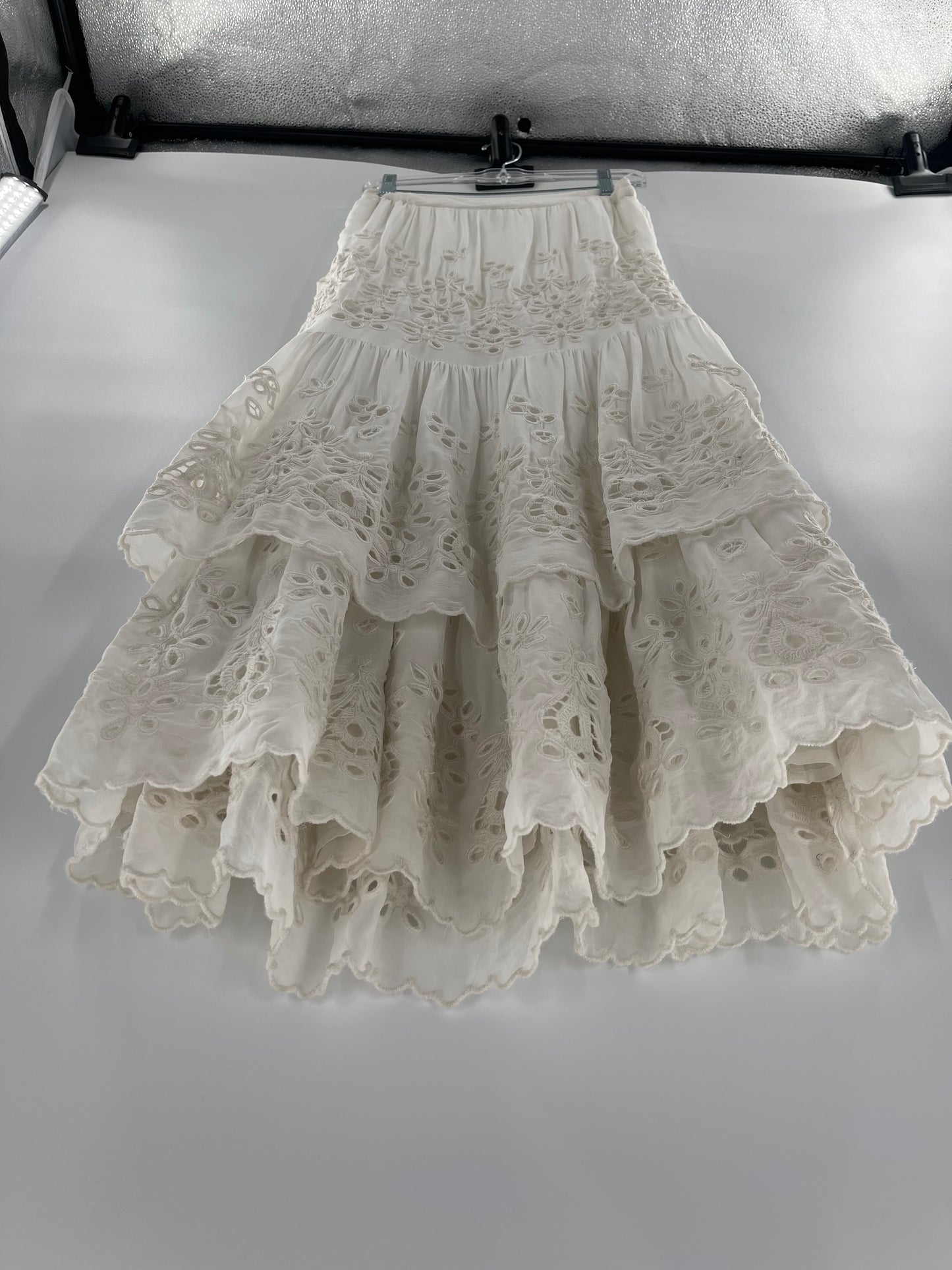 Free People Layered Eyelet Skirt (Size 4, UK 8)