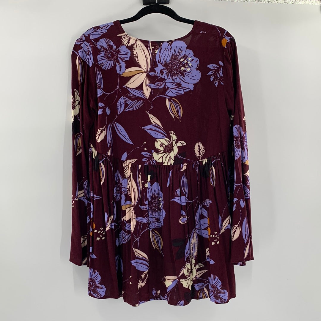Free People Burgundy Floral Dress (XS)