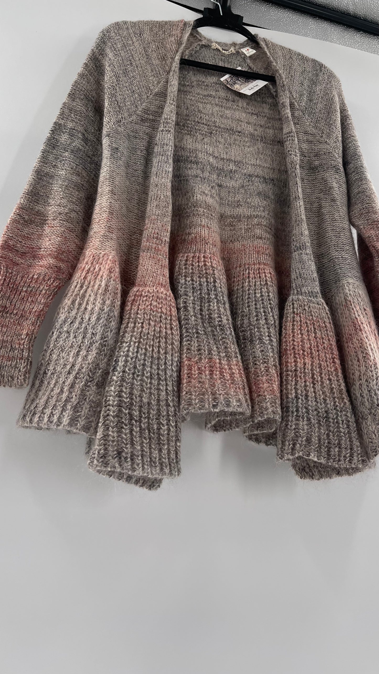 Anthropologie Knitted + Knotted Grey Pink Cardigan (small)