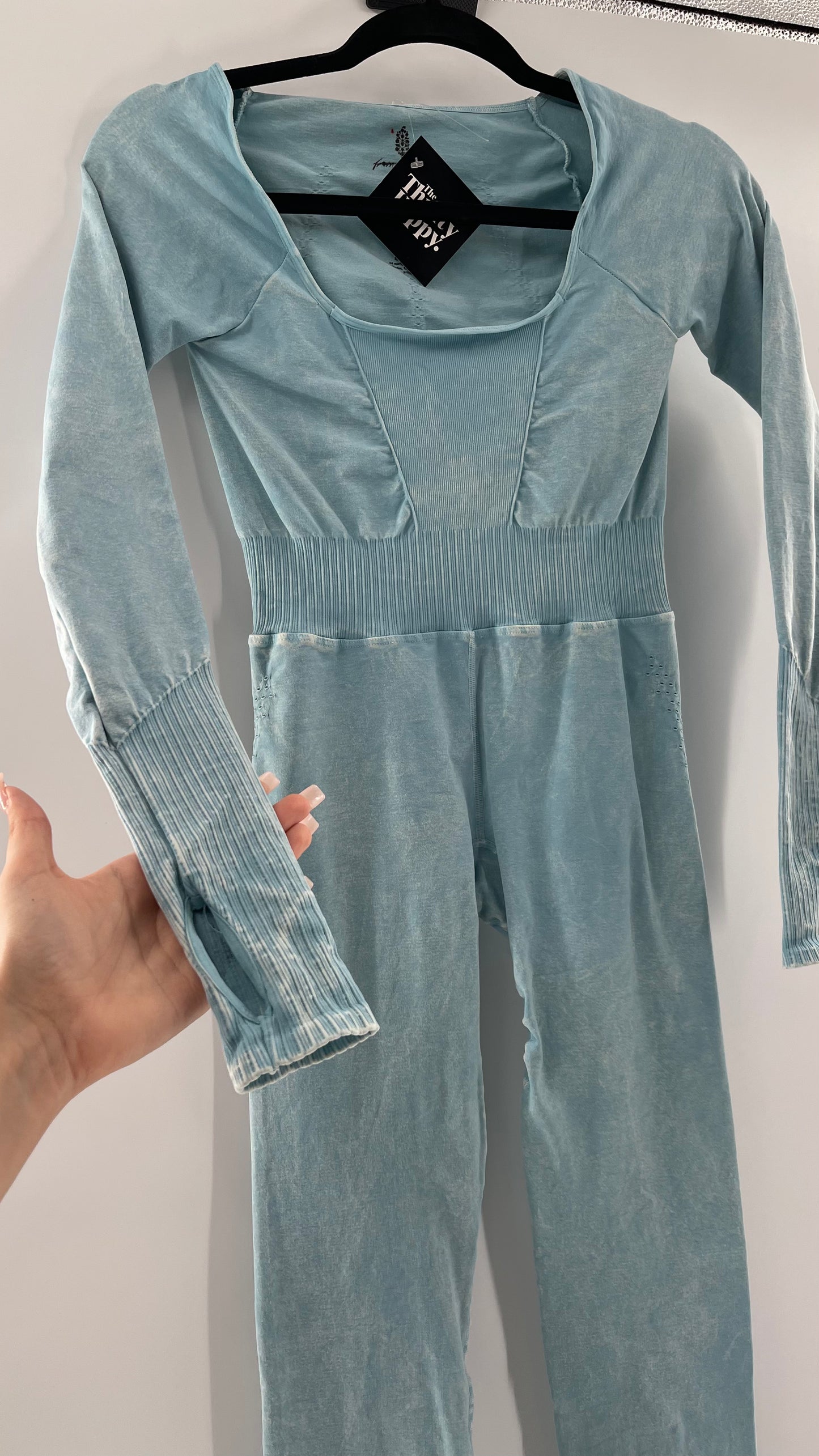 Free People Movement Baby Blue Elastic Good Karma Jumpsuit (M/L)