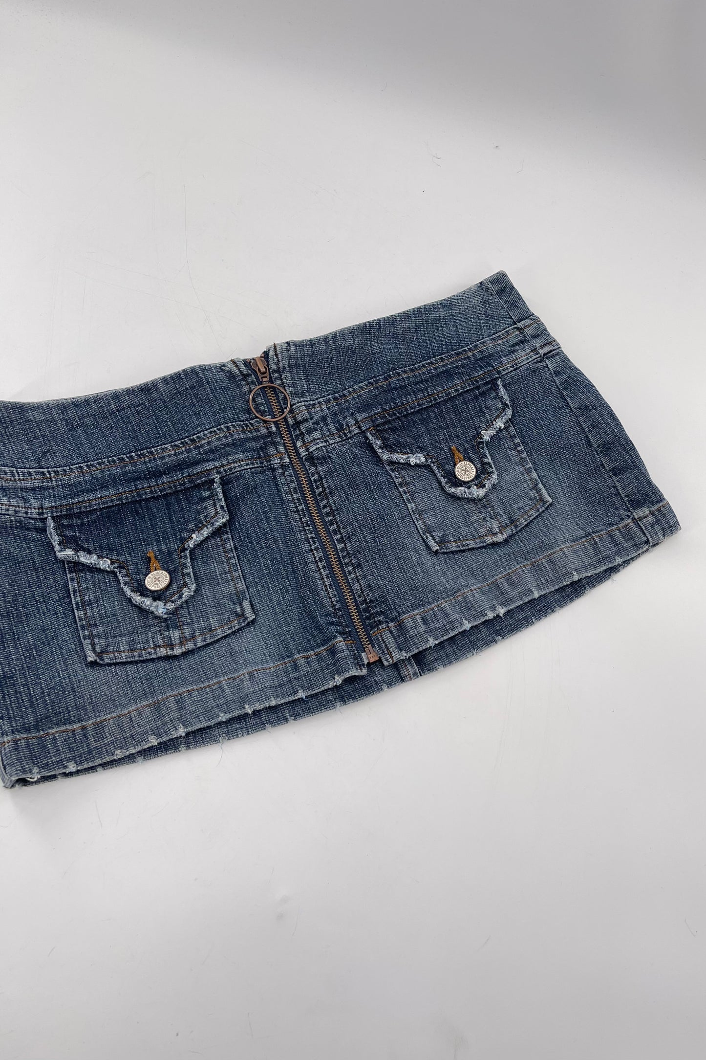 Vintage Blue Asphalt Denim Micro Mini Skirt (29/30)