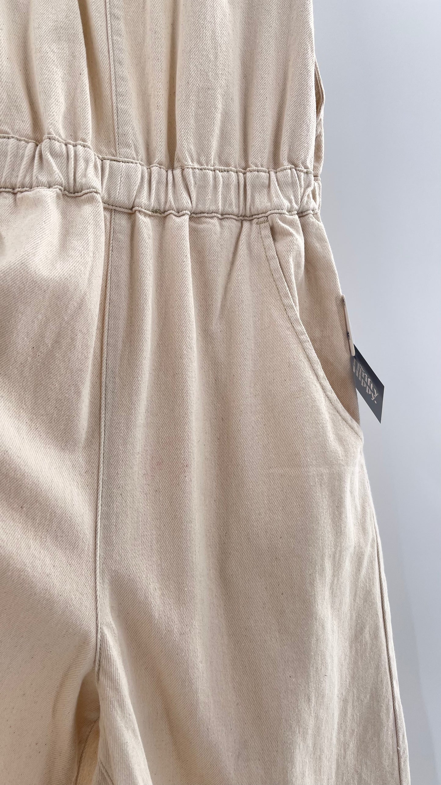 Free People Alora Wide Leg Denim Jumpsuit (XL)