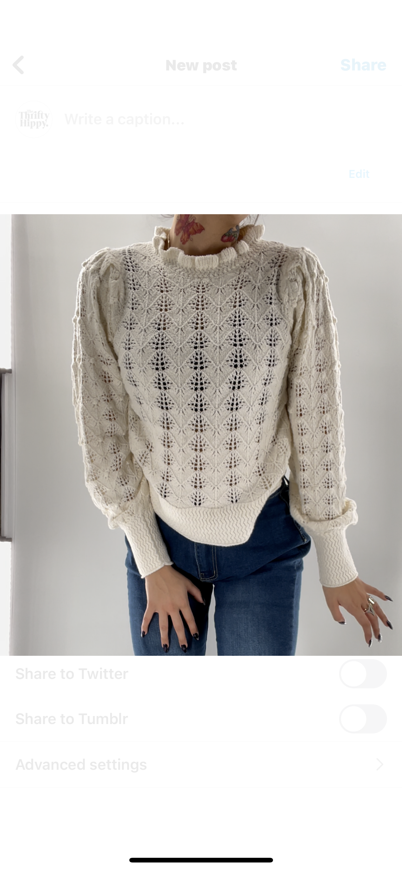 UNSUBSCRIBED Cream Sweater Size S
