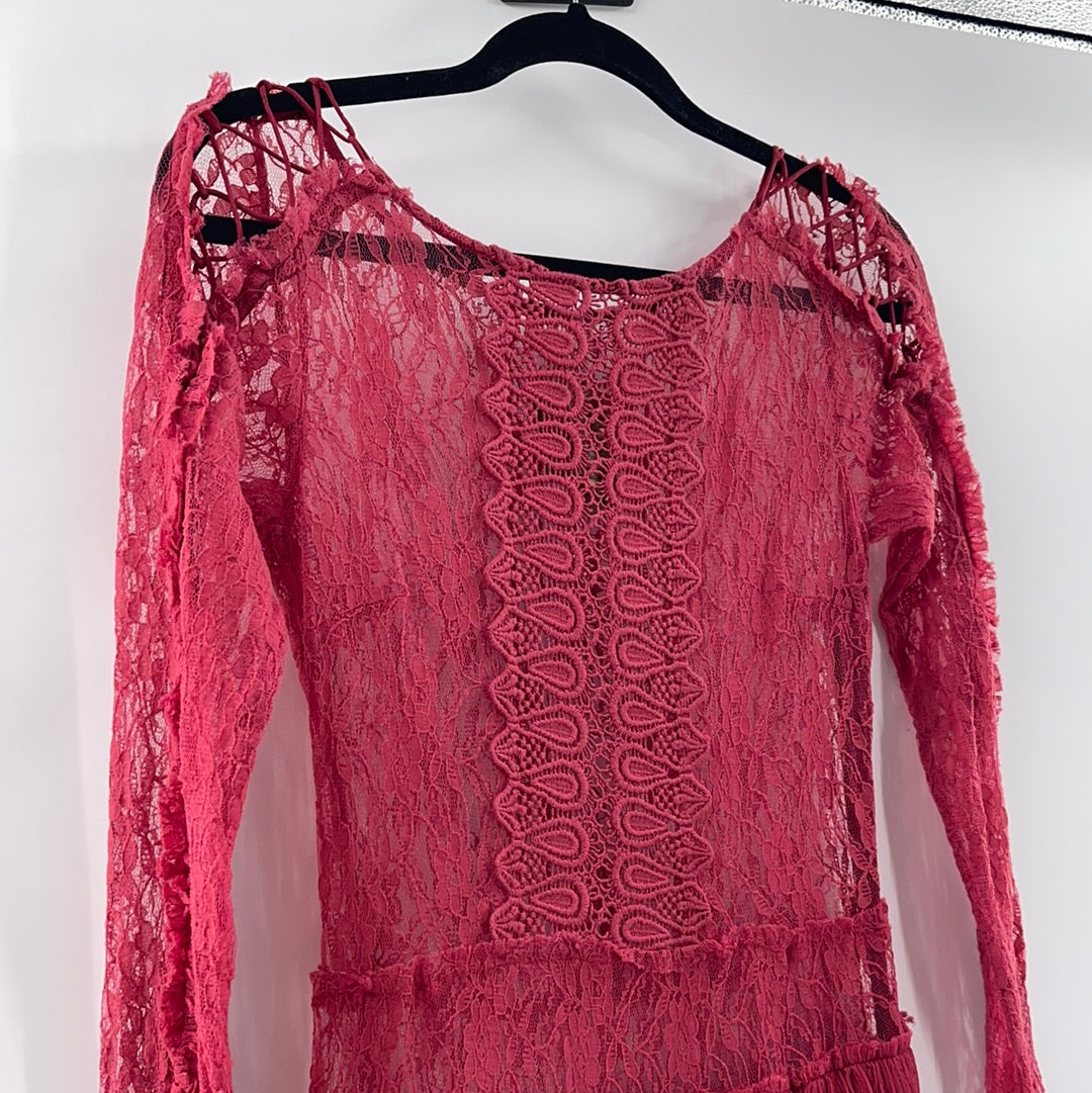 Free People Jen’s Pirate Booty Wine Lace Dress (S)