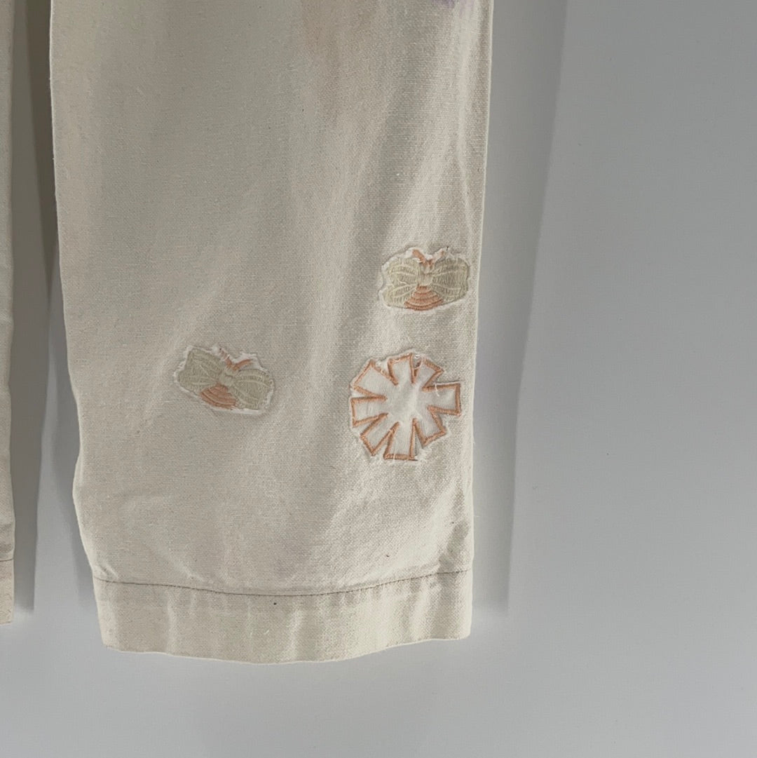 Free People Embroidered Pastel + Patchwork + Patches Jeans (Size 31)