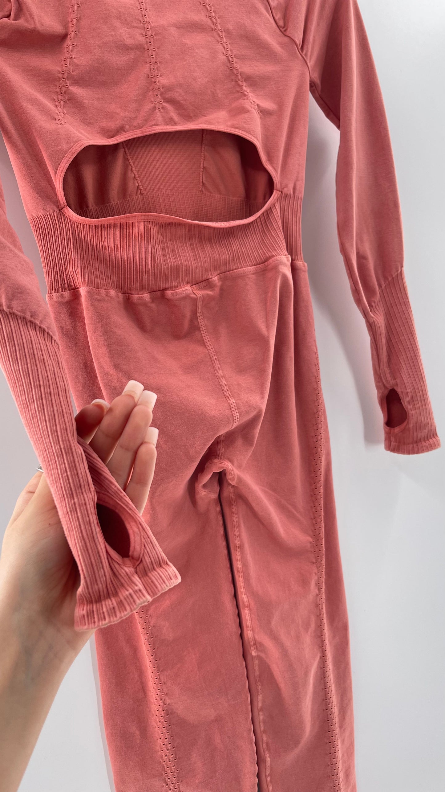Free People Movement Pink Elastic Good Karma Jumpsuit (M/L)