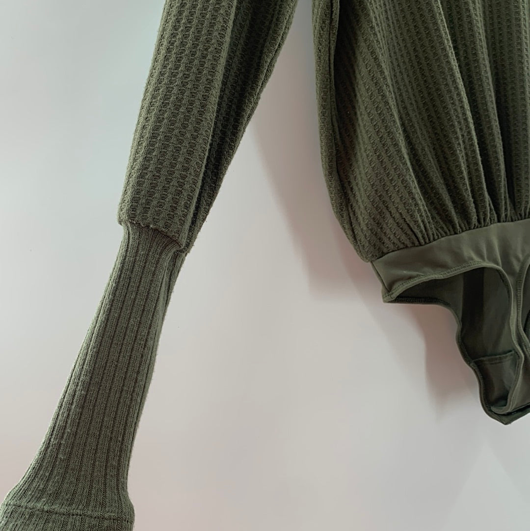 Free People Olive Knit Body Suit (XS)