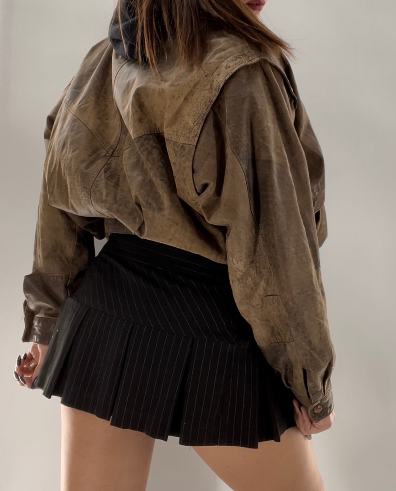 Vera Pelle Vintage Leather Bomber Jacket (46)