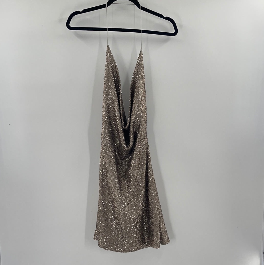 OMIGHTY Silver Sequin Dress (L)