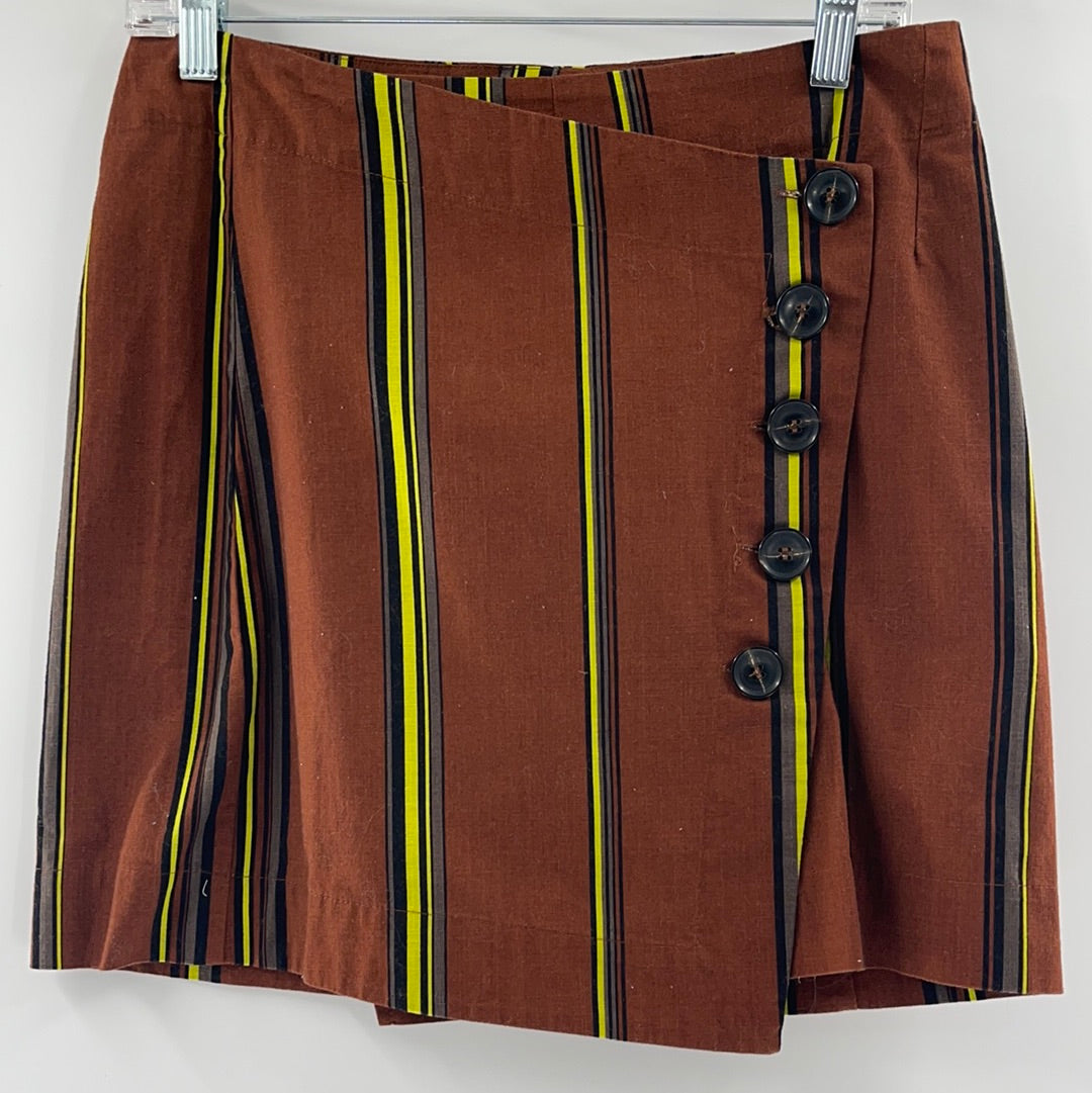 Free People Vertical Stripe Mini Button Up Mini Skirt (Size 1)