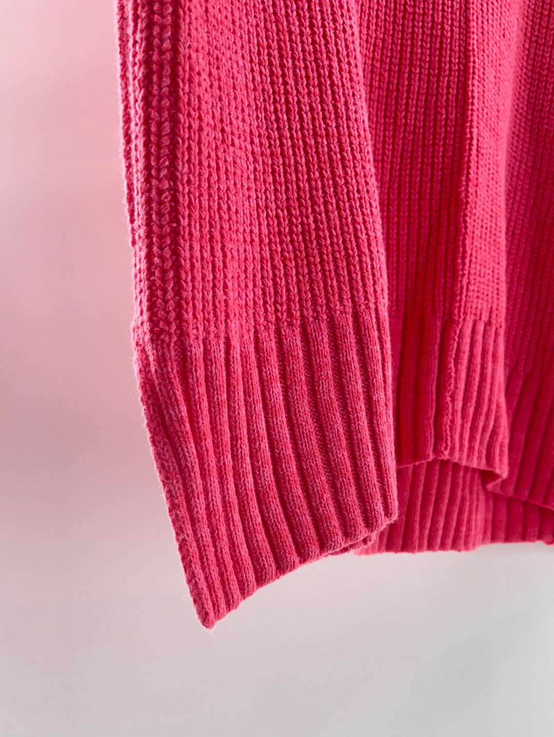 Free People Bright Pink Oversized Sweater V Neck ( Size Medium/Large)