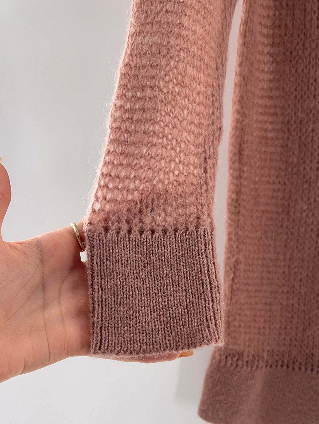 Free People Sheer Knit Off Dusty Pink Sweater (Size XS)