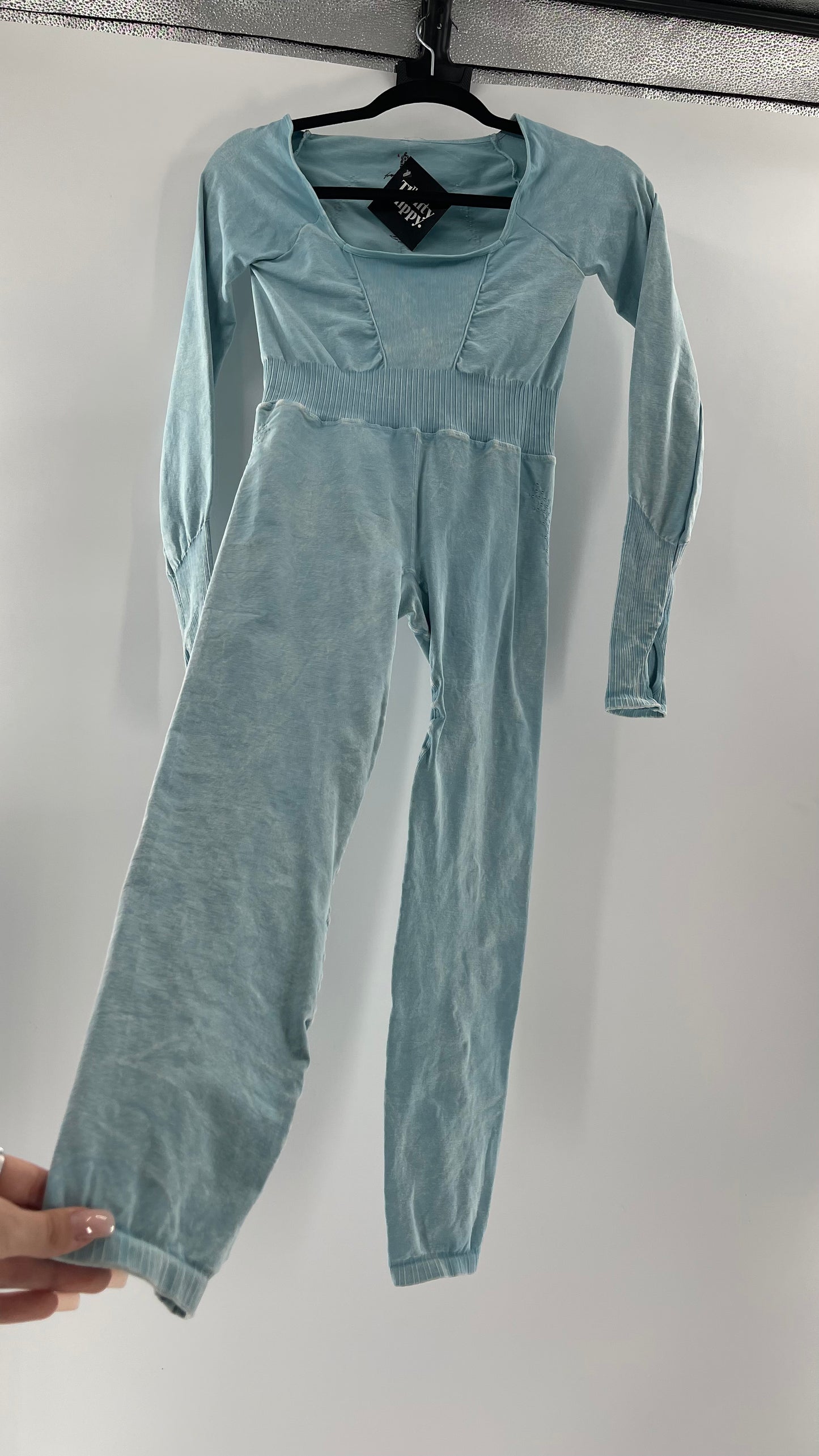 Free People Movement Baby Blue Elastic Good Karma Jumpsuit (M/L)