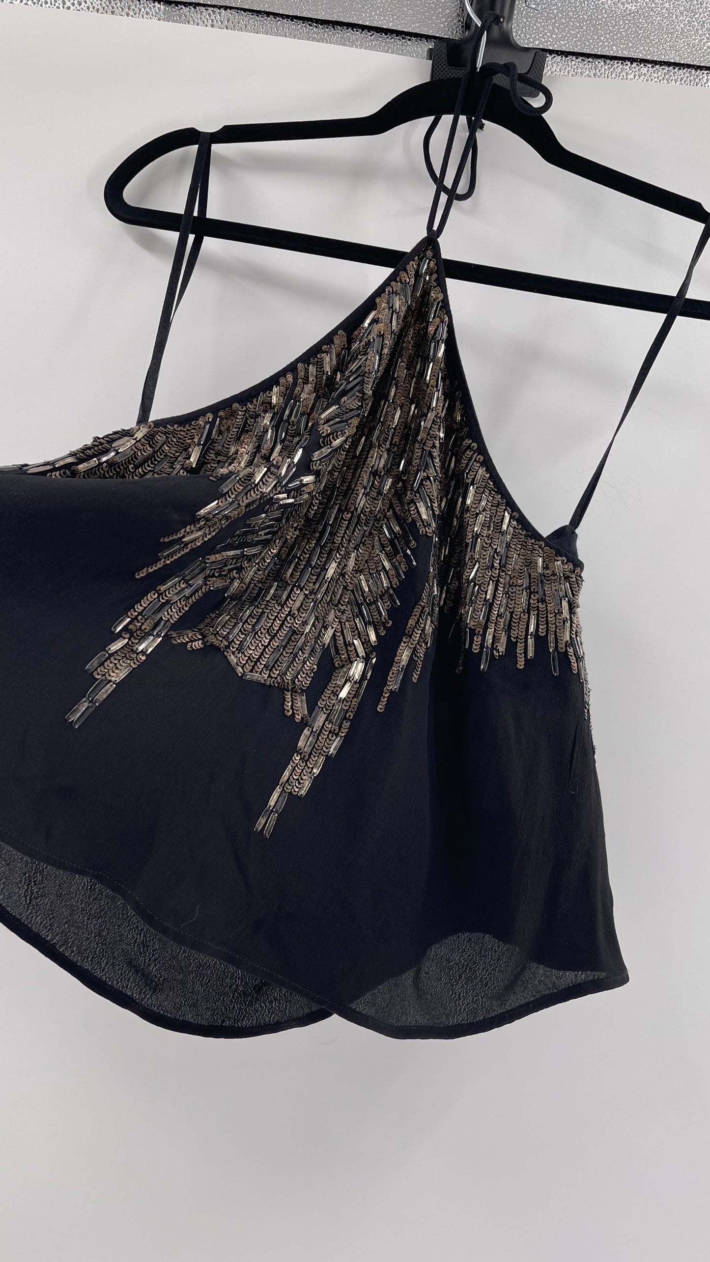 Free People Black Beaded Halter (XS)
