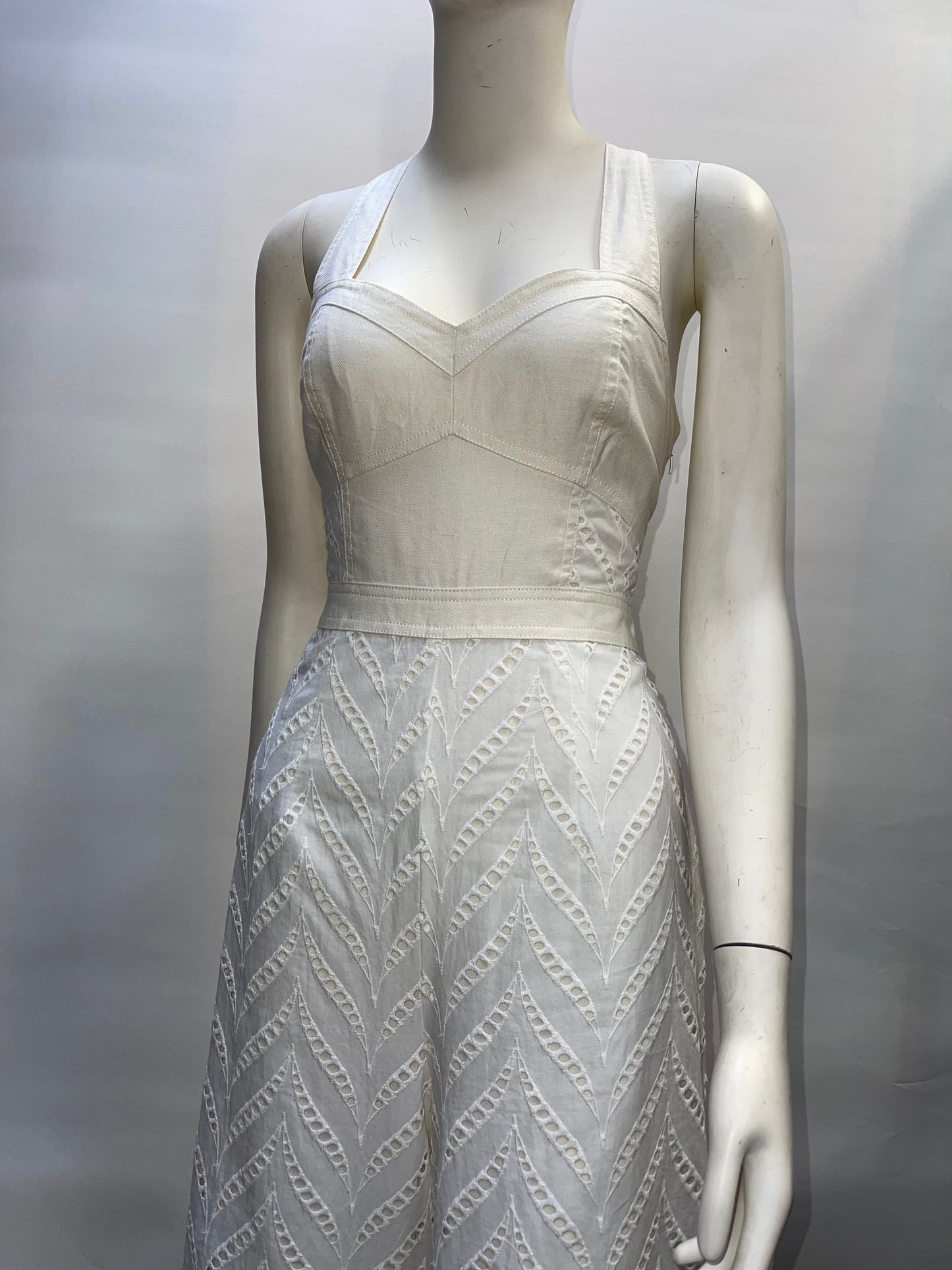 Anthropologie- Ettitwa - Off White Strapless Eyelet Jumpsuit- ( Size 4)