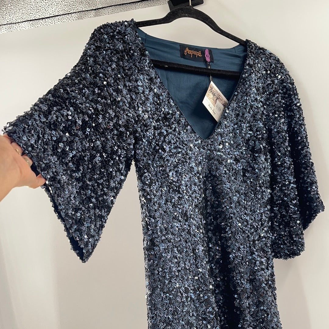 Free People - Deep Blue Sequin Mini Dress (4)