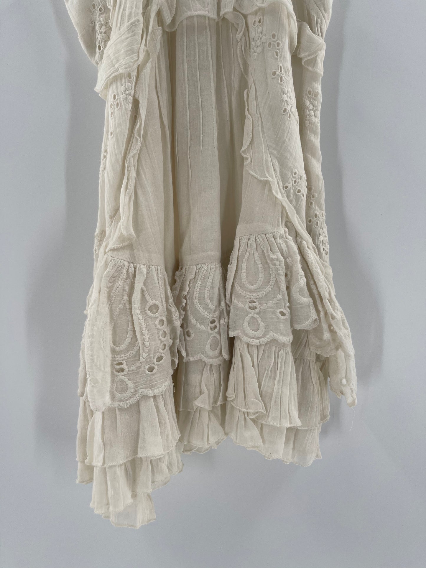 Urban Outfitters Cream Ruffled Mini Dress (Sz M)