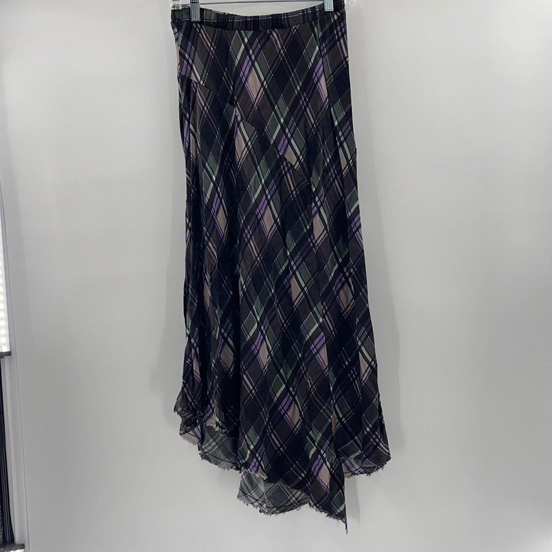 Nation Anthropologie Purple + Green Plaid Skirt (Size Small)