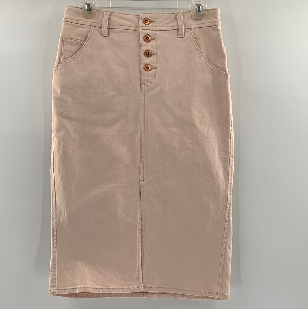 Holding Horses by Anthropologie - Pink Button Up Vented Skirt (Size 4P)