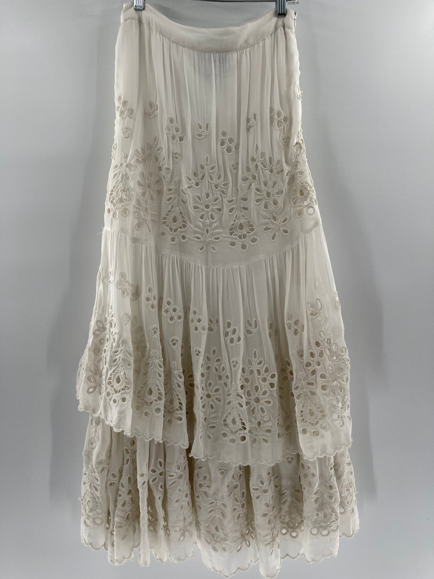 Free People Layered Eyelet Skirt (Size 4, UK 8)