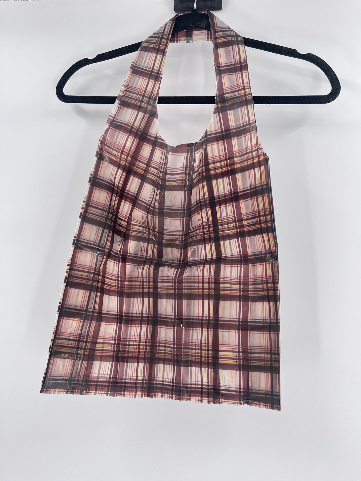 Urban Outfitters plastic plaid tote bag