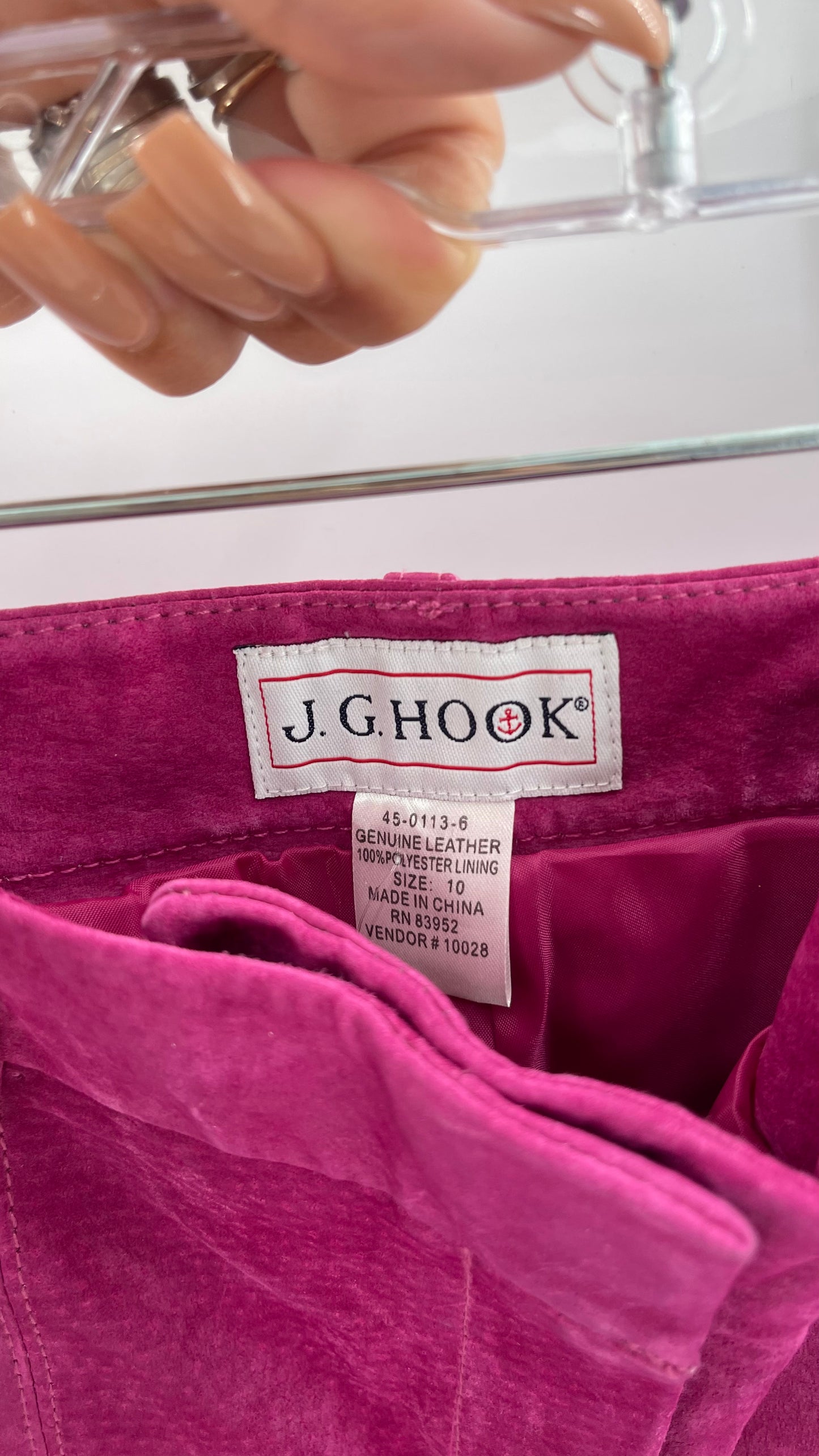 Vintage J.G. Hook Hot Pink 100% Genuine Leather Pants (Size 10)