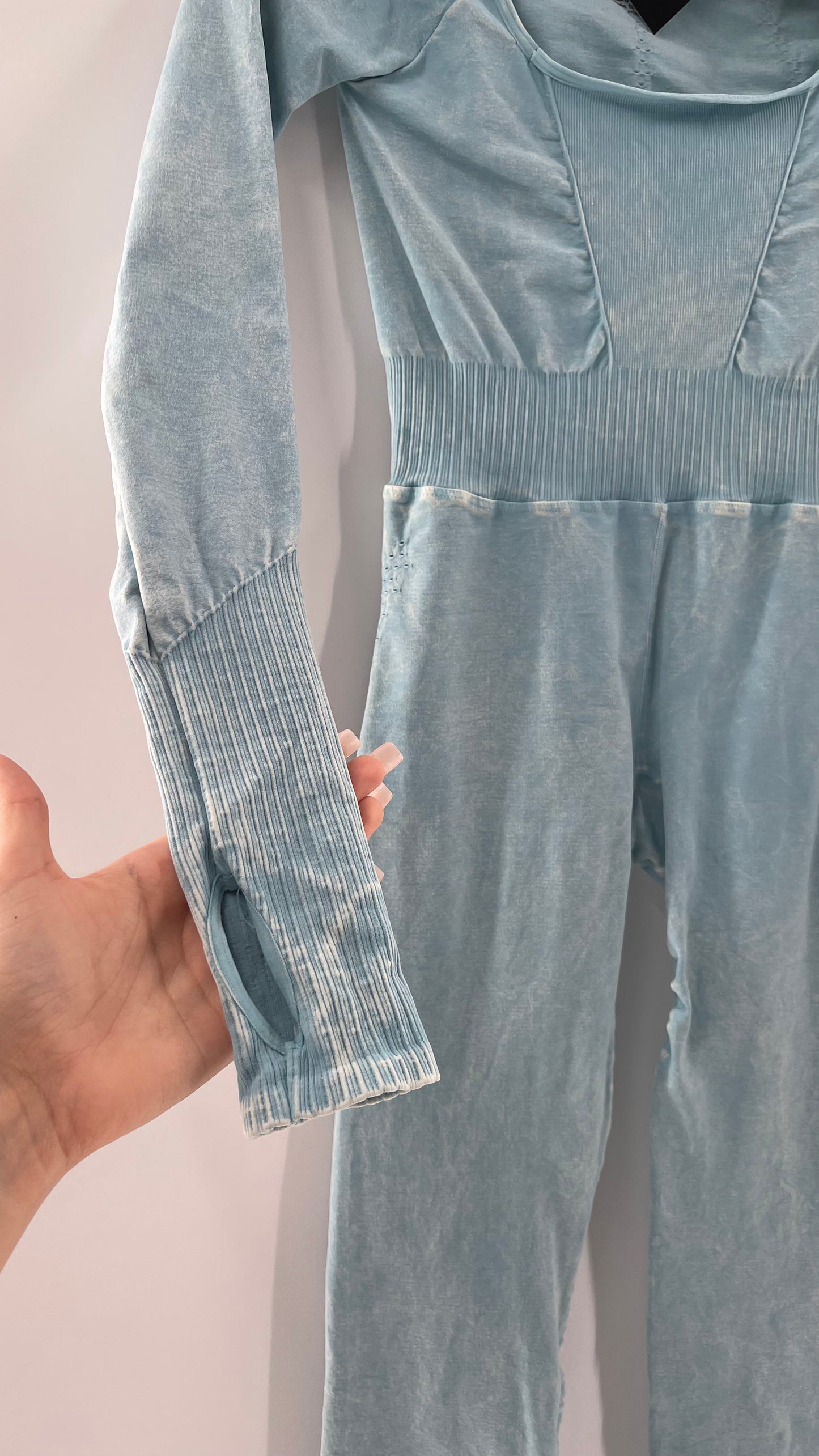 Free People Movement Baby Blue Elastic Good Karma Jumpsuit (M/L)