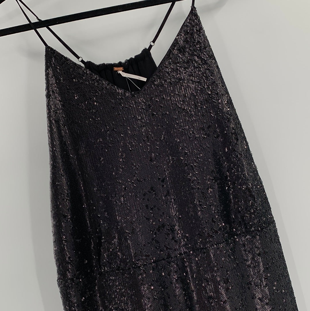 Free People - Sequin Black Jumpsuit (Size Medium)