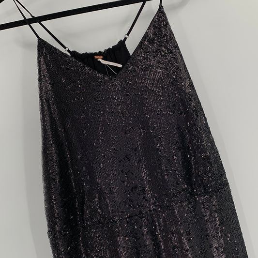 Free People - Sequin Black Jumpsuit (Size Medium)